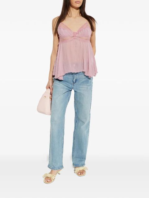 Blumarine Georgette lace-pannels V-neck top - Pink - zdjęcie produktu nr 2