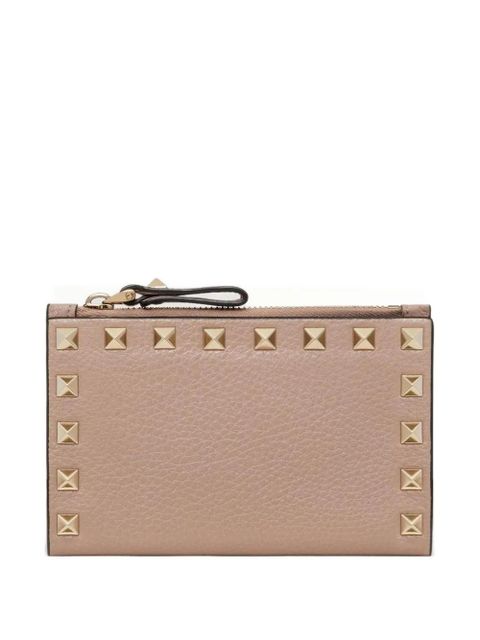 Valentino Garavani Rockstud zipped leather card holder - Neutrals - zdjęcie produktu nr 1