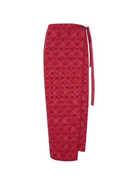 Marine Serre moonogram mesh flock cover-ups - Red - zdjęcie produktu nr 1