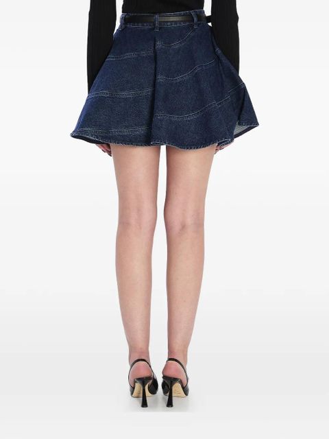 Self-Portrait flared denim mini skirt - Blue