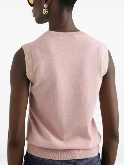 Dolce & Gabbana lace-detail sleeveless vest - Pink