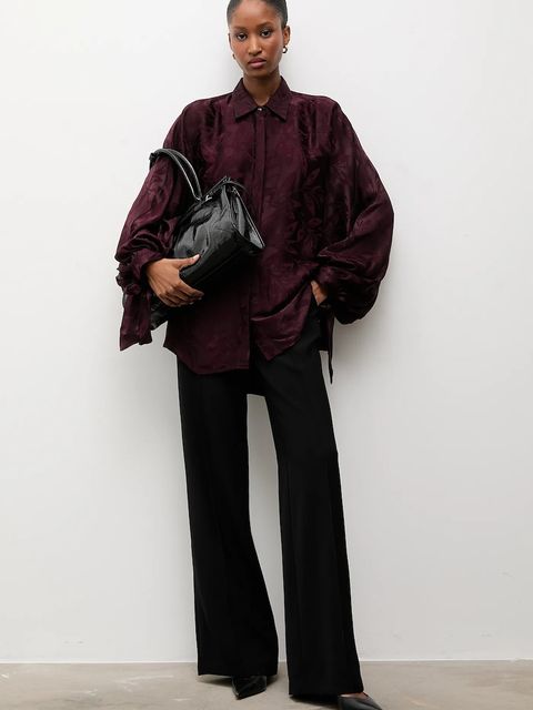 Answear.LAB koszula damska kolor bordowy relaxed z kołnierzykiem klasycznym - zdjęcie produktu nr 1