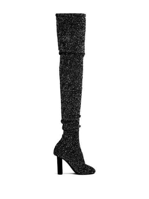 Proenza Schouler Glint 100mm sequin-embellished knitted botos - Black