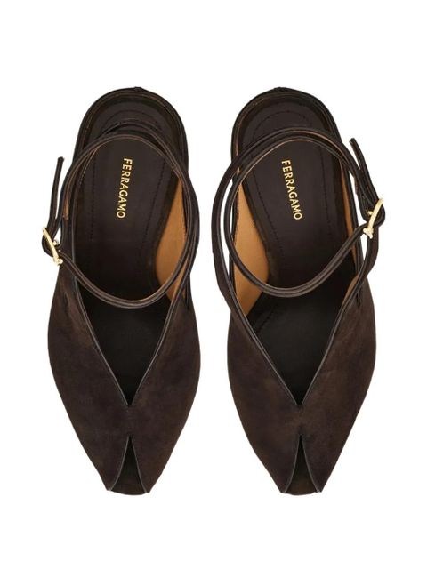 Ferragamo 90mm peep-toe wedge pumps - Brown