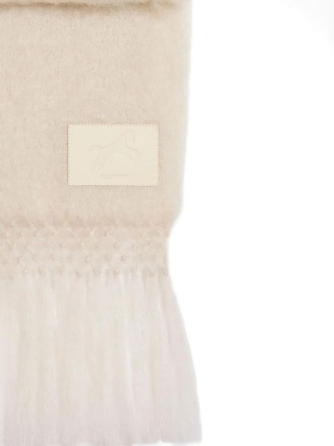 Jil Sander logo-patch fringed scarf - Neutrals - zdjęcie produktu nr 2
