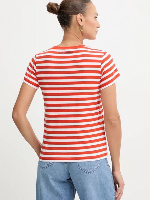 Karl Lagerfeld t-shirt bawełniany IKON damski kolor pomarańczowy B1W17037