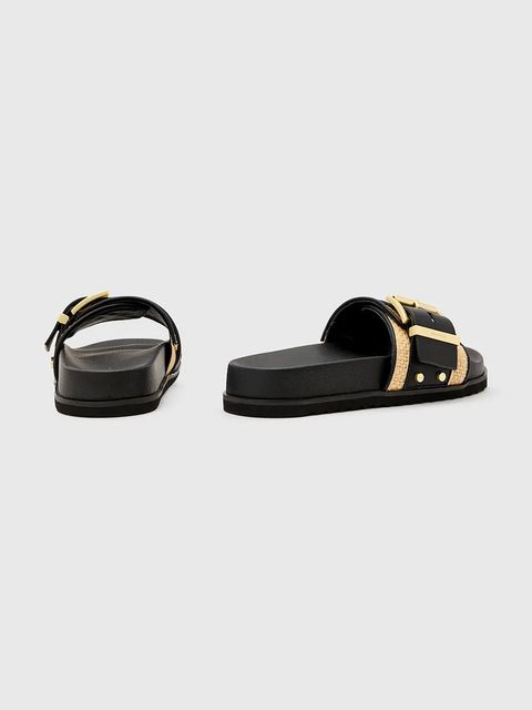 AllSaints klapki Ellie Raffia Slider damskie kolor czarny W003FD - zdjęcie produktu nr 2