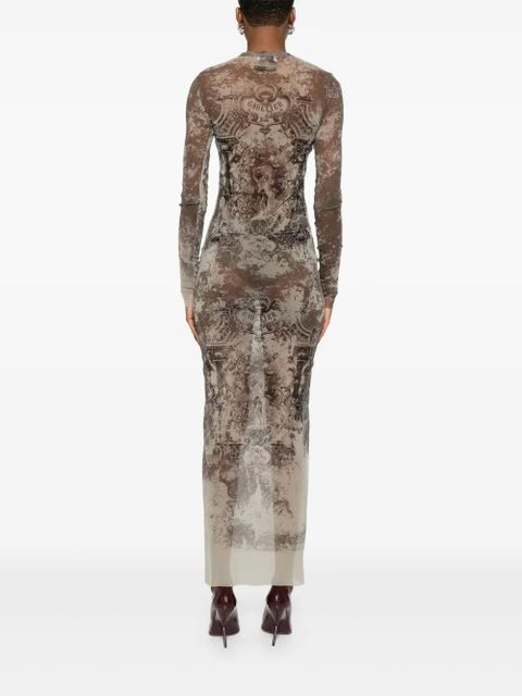 Jean Paul Gaultier graphic-print maxi dress - Neutrals