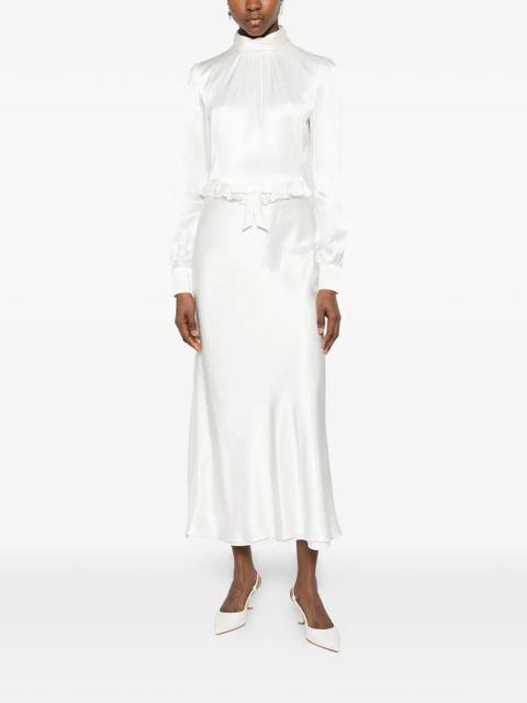 Alessandra Rich high-neck ruffled silk midi dress - White - zdjęcie produktu nr 2
