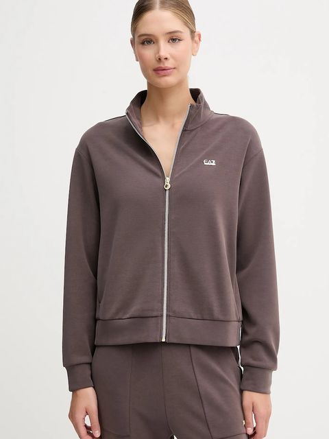 EA7 Emporio Armani bluza damska kolor brązowy gładka AF12643.7W000191 - zdjęcie produktu nr 1