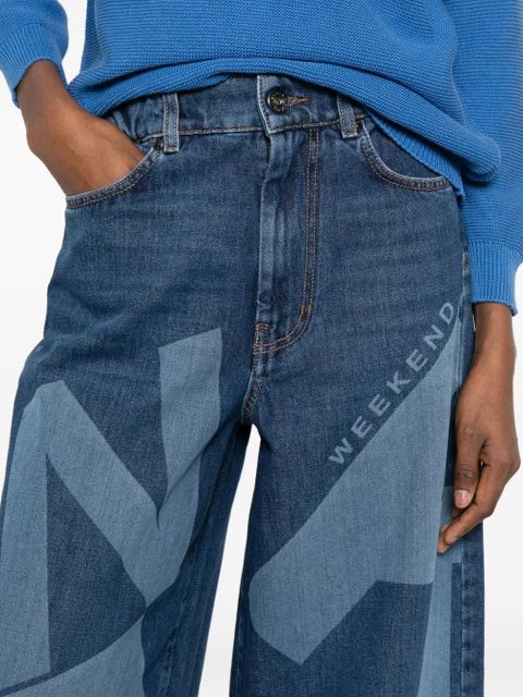 Weekend Max Mara Wkdvortice lettering wide jeans - Blue
