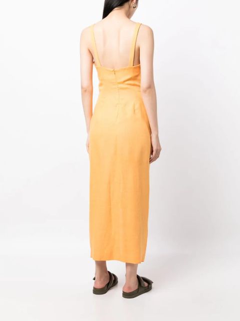 Nanushka draped linen midi dress - Orange