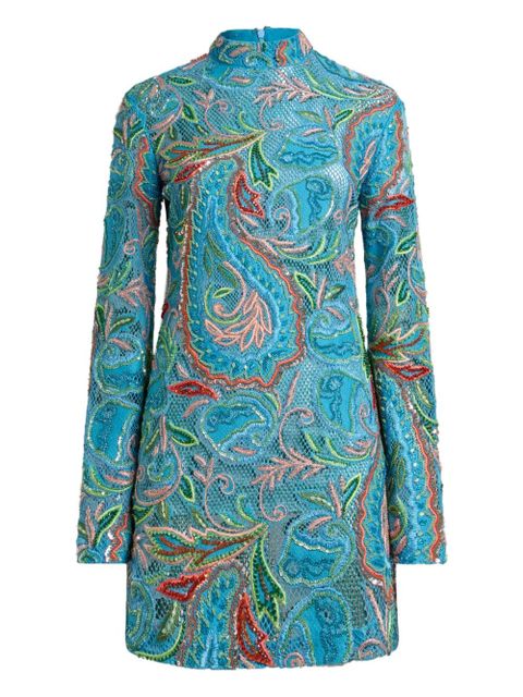 ETRO crochet-effect paisley-embroidered dress - Blue - zdjęcie produktu nr 1