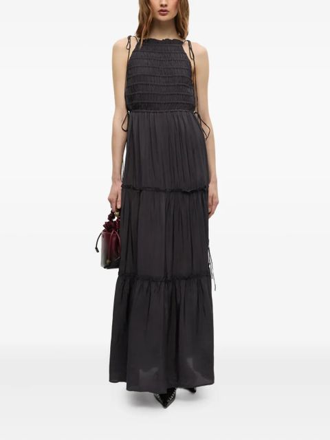 GANNI tie-strap smocked maxi dress - Black - zdjęcie produktu nr 2