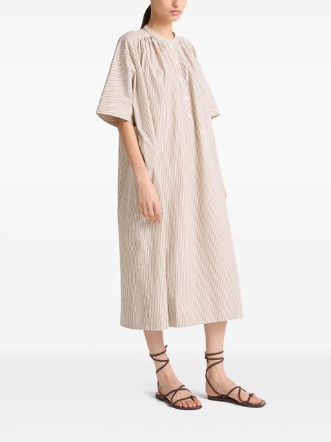 Yves Salomon striped midi dress - Brown