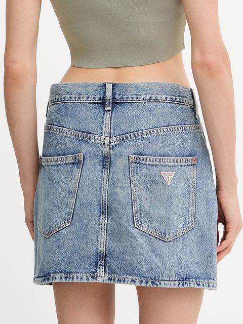 Guess spódnica jeansowa GAIA kolor granatowy mini prosta W5YD1C D5QKB