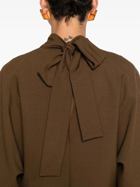 SOLOTRE high-neck mini dress - Brown