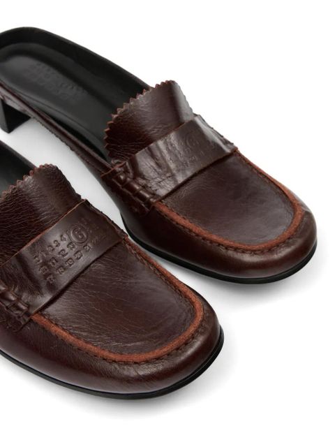 MM6 Maison Margiela swing toe penny leather slippers - Brown