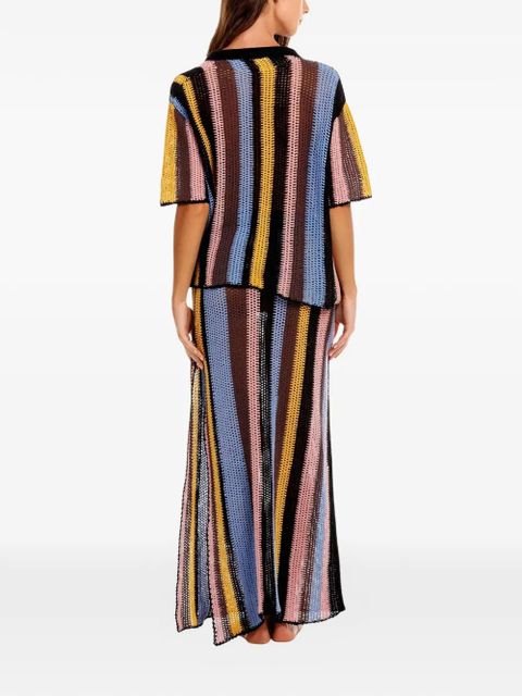 Agua By Agua Bendita Axel stripe crochet shirt - Black - zdjęcie produktu nr 2