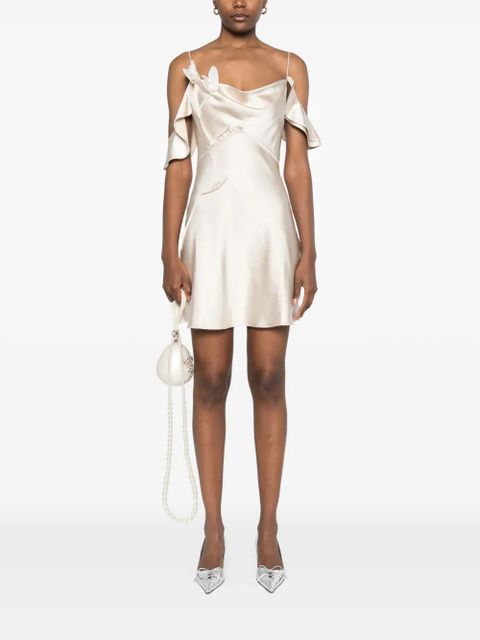 Self-Portrait flower satin mini dress - Neutrals - zdjęcie produktu nr 2