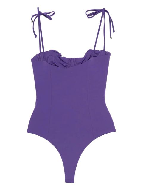 The Attico ruched-detailing tie-strap swimsuit - Purple - zdjęcie produktu nr 2
