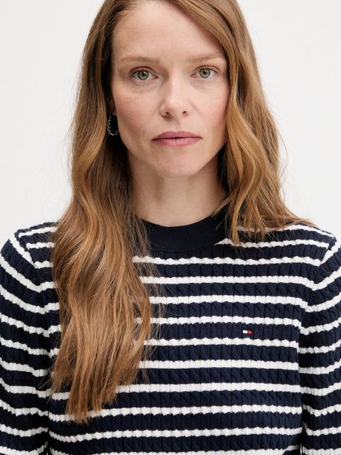 Tommy Hilfiger sweter bawełniany kolor granatowy lekki WW0WW44993