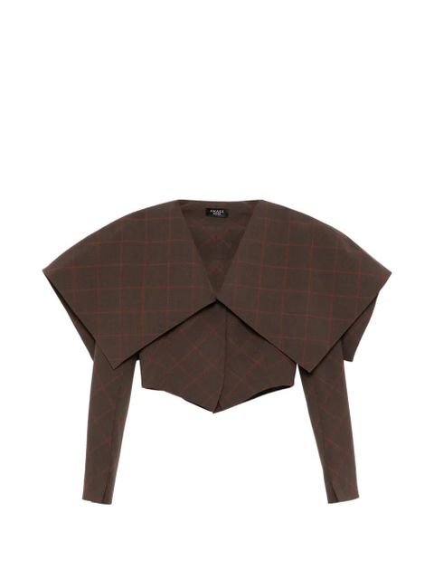 A.W.A.K.E. Mode collar crop jacket - Brown - zdjęcie produktu nr 1