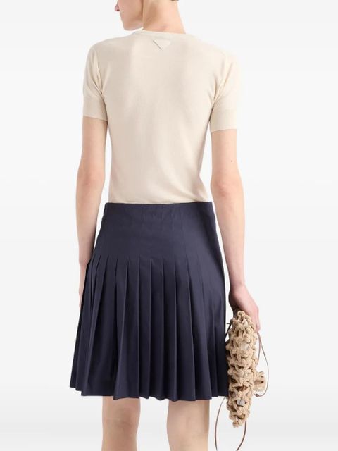 Prada triangle-logo short-sleeve sweater - Neutrals