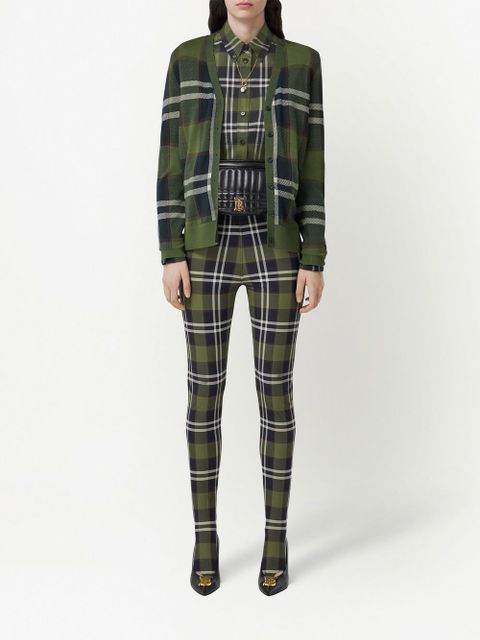 Burberry tartan-print V-neck cardigan - Green