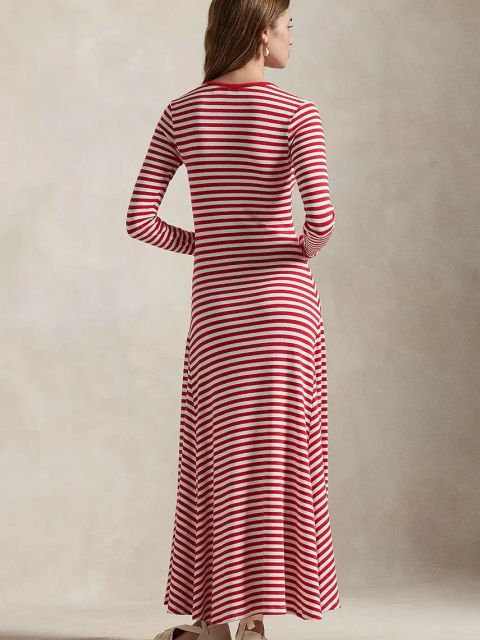 Polo Ralph Lauren sukienka kolor czerwony maxi rozkloszowana 211959125