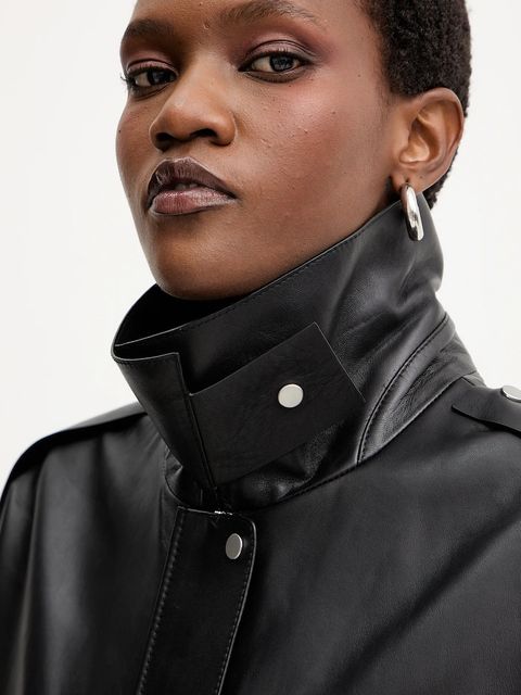 BOSS kurtka skórzana kolor czarny przejściowa 50544445