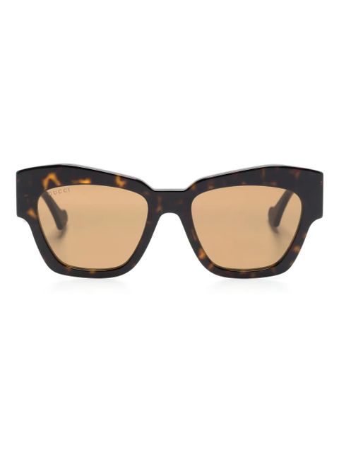 Gucci Eyewear logo-plaque oversize-frame sunglasses - Brown - zdjęcie produktu nr 1