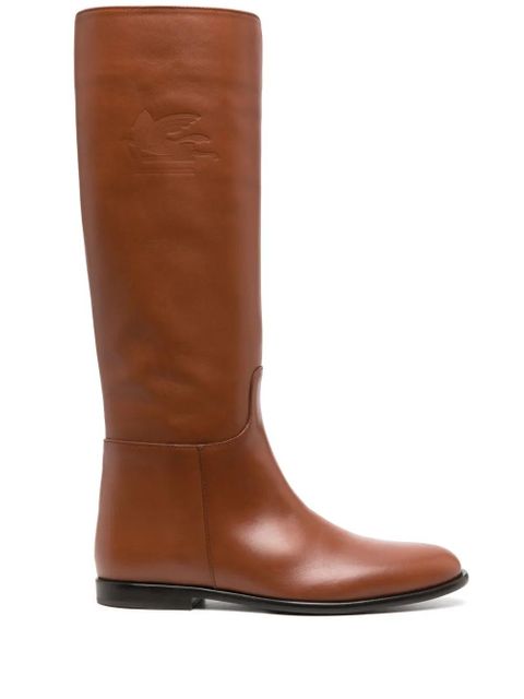 ETRO debossed-logo leather boots - Brown - zdjęcie produktu nr 1
