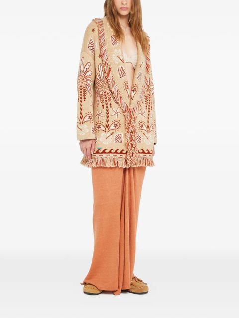 Alanui Echoes of the Island fringed cardi-coat - Neutrals