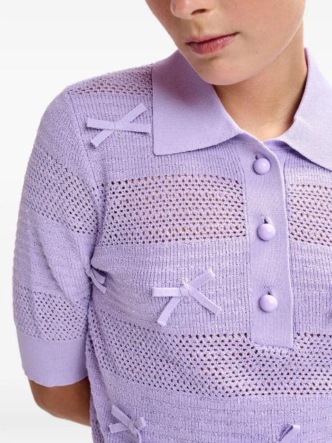 Essentiel Antwerp bow-detail polo top - Purple