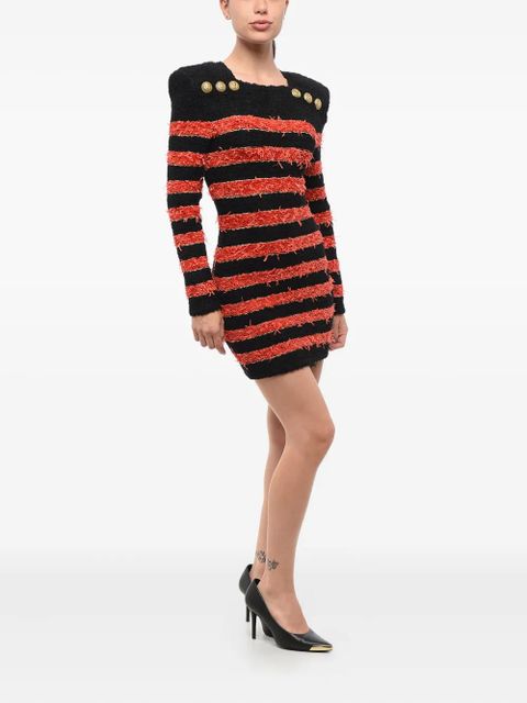Balmain striped button-detailed dress - Red - zdjęcie produktu nr 2