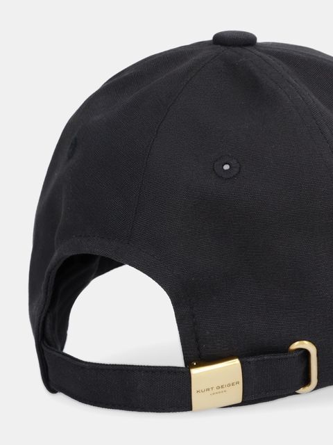 Kurt Geiger London czapka z daszkiem bawełniana kolor czarny 5075000499 - zdjęcie produktu nr 2