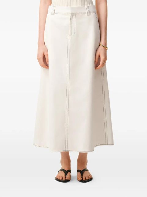 AMI Paris topstitch maxi A-line skirt - Neutrals