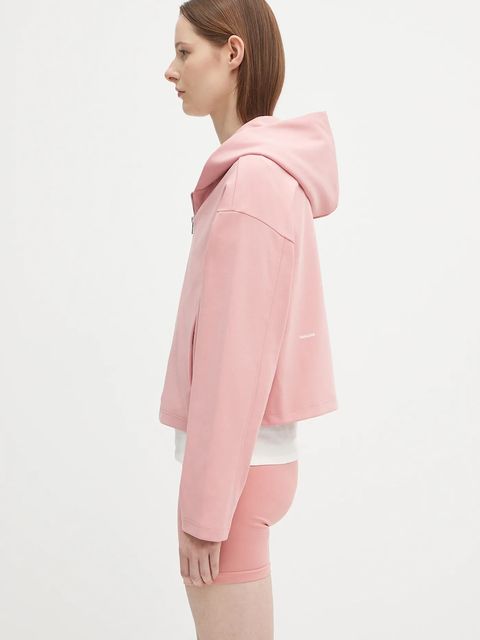 Pangaia bluza DNA Double Jersey Zip Up Hoodie damska kolor różowy z kapturem gładka 10002361