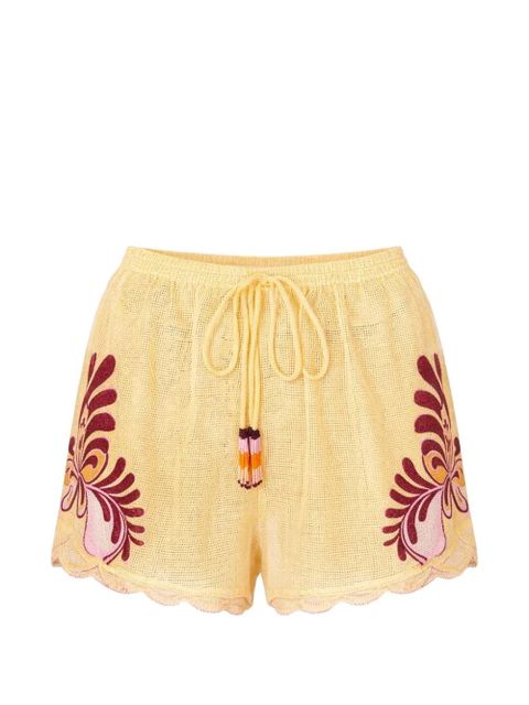 FARM Rio floral embroidered scalloped shorts - Yellow - zdjęcie produktu nr 1