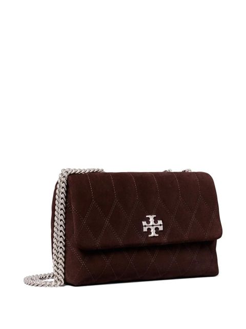 Tory Burch Kira quilt suede small convertible shoulder bag - Brown