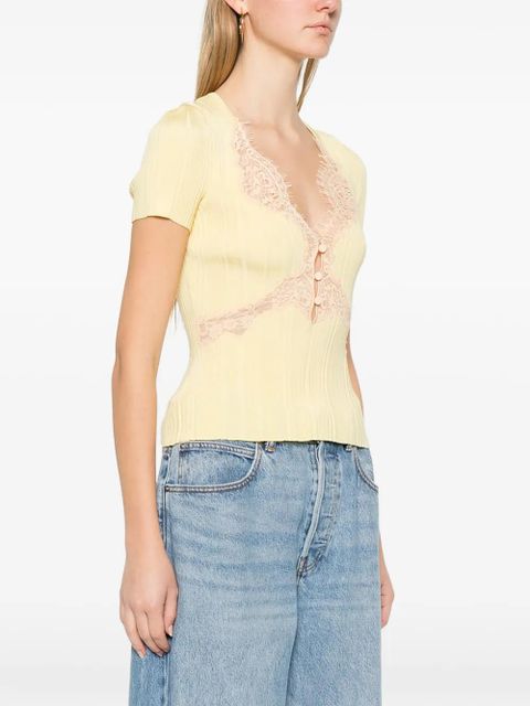 Self-Portrait lace knit top - Yellow