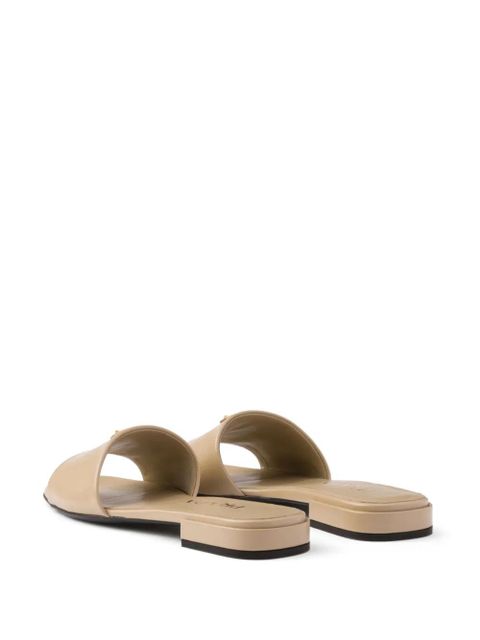 Prada Saffiano patent-leather slides - Neutrals