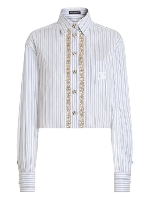 Dolce & Gabbana striped-detail embellished shirt - White - zdjęcie produktu nr 1