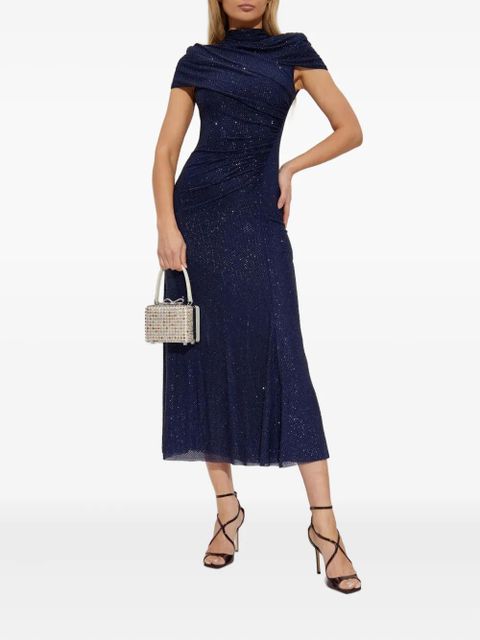 Self-Portrait embellished draped dress - Blue