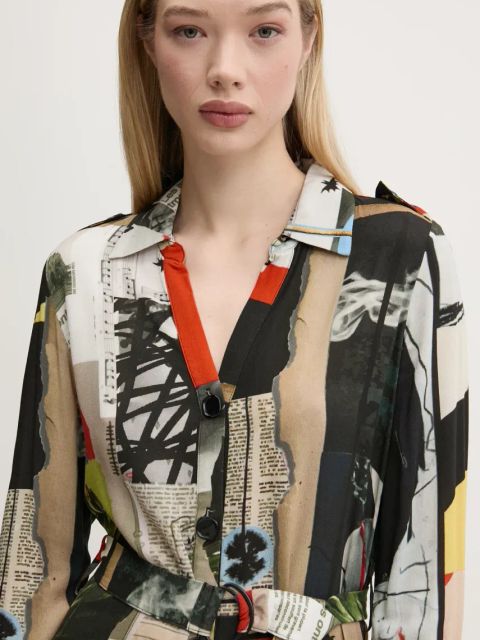 Desigual sukienka COLLAGE LACROI kolor czarny midi rozkloszowana 25SWVW45