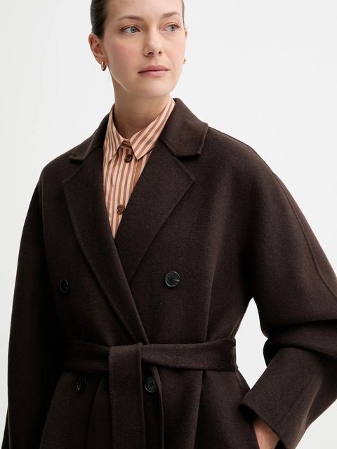 Marc O'Polo płaszcz z wełną kolor brązowy 508005171127