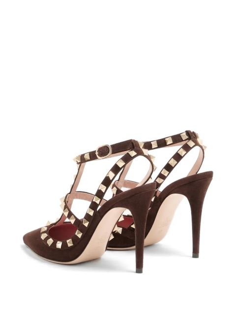 Valentino Garavani Rockstud suede pumps 100mm - Brown