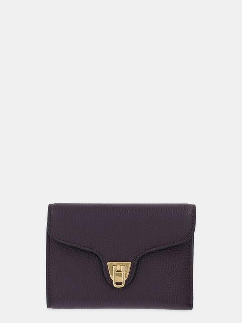 Coccinelle portfel skórzany damski kolor fioletowy - zdjęcie produktu nr 1