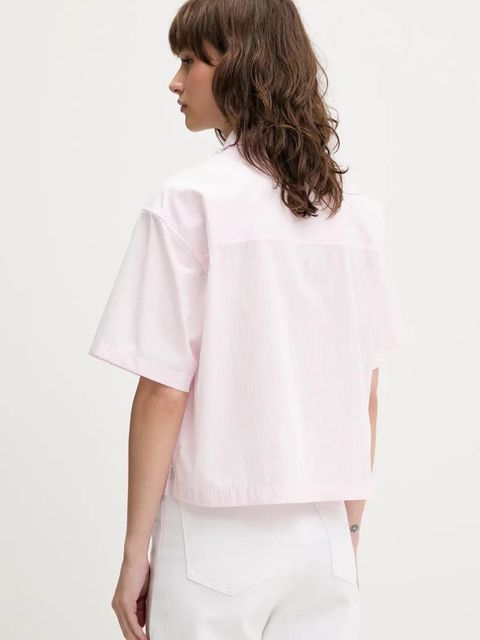 Guess Jeans koszula bawełniana damska kolor różowy relaxed z kołnierzykiem klasycznym W5GH98 WH7Q1 - zdjęcie produktu nr 2